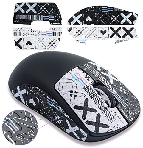 Hyekic Gaming Mouse Grip Tape Fit for Logitech G Pro X Superlight, 4 Pieces, Mouse Anti-Slip Stickers, Gaming Mouse Skin Pre-Cut, Sweat Resistant, Self-Adhesive Design, Professional Mice Upgrade Kit