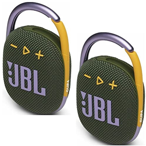 JBL Clip 4 wasserdichte kabellose Audio-Bluetooth-Lautsprecher, Grün, 2 Stück