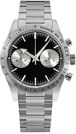 San Martin SM57 Vintage Luxus Chronograph Herrenuhren Saphirglas Edelstahl Möwe ST1901 Handaufzug Armbanduhr Schwarz 1 ohne Logo, Schwarz 1 ohne Logo, Vintage-Stil