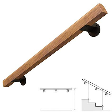 SENNIAN (1 ft-20 ft) rutschfeste Handläufe – Komplettes Set. Treppengeländer aus natürlichem Holz, Geländer für ältere Menschen zur Wandmontage, Sicherheitshandstütze, Korridorstange, Halt