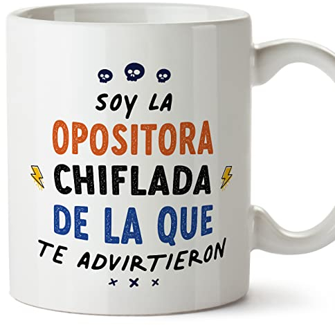 MUGFFINS Tazas para OPOSITORA mujer - En Español - Todos te advirtieron - 11 oz / 330 ml - Regalo original y divertido