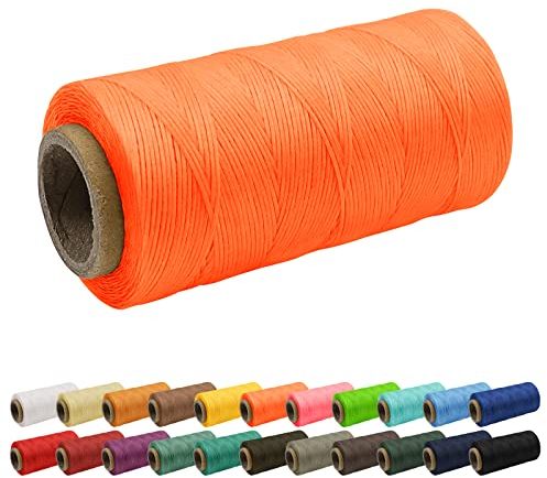 Uiopa 1mm x 260m Wachsfaden, 150D Flache Sattlergarn Ledergarn Gewachst, Leder Nähen Faden Gewachste Schnur für Nähprojekte, Buchbinderei, Schuhreparatur, Schmuck