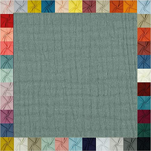 Hochwertiger Musselin Stoff Meterware - weicher Baumwollstoff für Kleid Baby Decke Tuch Tagesdecke Bettwäsche ÖkoTex Double Gauze uni Baumwollstoffe Dekostoff Stoffe zum Nähen Meterware 0,5m mint