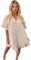 eyes Women’s Gold Button Pleated Short Sleeve Plain Collared Frill Hem Ladies Casual Loose Fit Oversized Baggy Plus Size Swing Summer Dresses for Women Sone One Size 8-22