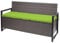 Mendler Poly-Rattan 3er Sitzbank HWC-F39, Gartenbank Truhenbank, Staufach Aufbewahrung Sitzkissen - grau-meliert, Kissen grün
