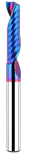 EANOSIC Solid Carbide Single Flute End Mill 1/4” Shank, Upcut CNC Spiral Router Bit O Flute Milling Cutter for Aluminum Plastic Acrylic PVC MDF