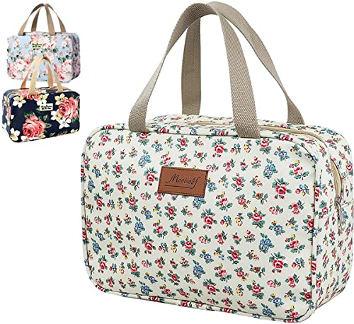 Kulturbeutel Damen Große Tragbare Damenkosmetiktasche Reise-Make-up-Tasche Wasserdichte Kosmetiktasche (Kleine Blumen)