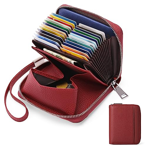 SENDEFN Portefeuille Femme Cuir, Porte Monnaie Blocage RFID, Porte-Cartes de Visite, Portefeuille pour Femme avec 24 Emplacements pour Cartes et Pochette à Monnaie
