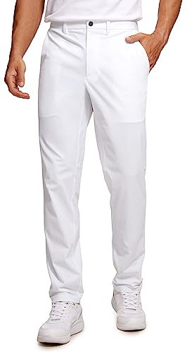 CRZ YOGA Herren Golfhose Schnelltrocknend Anzughose Stretch Hose Sporthose Jogginghose Atmungsaktive Golf Trousers -76cm Weiss 33W