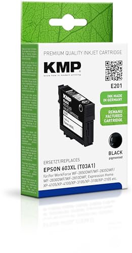 KMP Tintenpatrone passend für Epson 603XL Black (C13T03A14010) - E201 - für Epson Expression Home XP-2100, XP-2105, XP-2150, XP-2155, XP-3100,... etc.