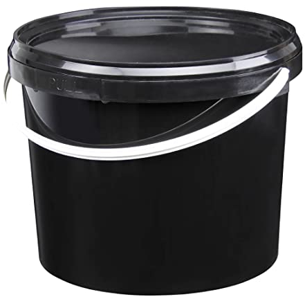 Jerrycanshop - Eimer Mit Deckel 5L - 100% Luft- Und Flüssigkeitsdicht - Lebensmittelecht - Vorratseimer - Plastikeimer Mit Henkel - Leer - Eimer Rund - Frei Von BPA - Schwarz