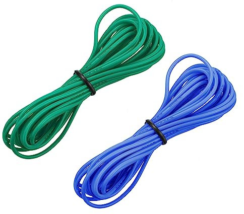 sourcing map 24 Gauge Silicone Wire 24AWG Electrical Wire Stranded Wire Flexible Tinned Copper Wire High Temp Hookup Wire Blue and Green 3.0m/10ft for Car Model Electric Appliances 2pcs