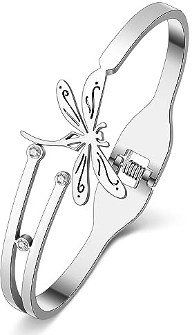 NEWEI Libelle Geschenke Für Damen Mädchen Cute Libelle Armband Armreif Edelstahl Libelle Schmuck Dekor Charms Für Libelle Liebhaber