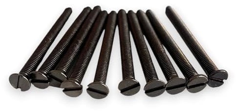 10 Pack M3.5 Black Nickel Electrical Screws - 40mm Long Flat Head Fully Threaded Bolt for Switches, Plugs, Sockets, Fixings