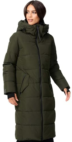 MARIKOO Damen Winterjacke Stepp Winter Jacke gesteppt lang warm Kapuze B989