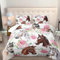 Nttopship Pferd- und Blumen-Bettwäsche-Set für Mädchen, Kinder, Pferd und Blumen, 3-teiliges Bettwäsche-Set, Queen-Size-Bett, leichte Steppdecke, Daunen-Alternative mit 2 Kissenbezügen, für alle
