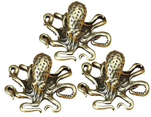 MAGICLULU 3st Oktopus Aus Messing Watte Zum Basteln Chinesisches Tier Oktopus-Statue Glückstierstatue Kleine Oktopus-skulptur Briefbeschwerer Aus Messing Schreibtisch Kupferverzierungen