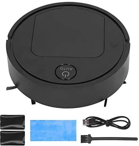 Mwrode Barredora Inteligente Práctica 3 En 1, Mini Máquina Barredora Inteligente con Carga USB Automática para El Hogar(Negro)