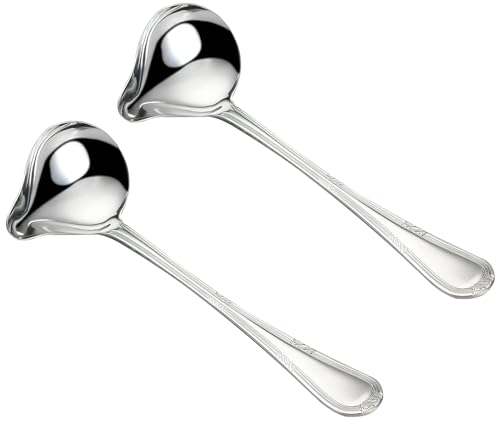 HENGBIRD CuillèRe à Sauce, Louche à Sauce Acier Inoxydable Argent, Louche à Sauce En Acier, Petite CuillèRe Bruine Inoxydable avec Bec Verseur, Louche Cuisine pour La Cuisson Des Sauces à Soupe