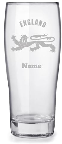 England Fanartikel EM Fußball Bierglas mit Gravur, personalisiert
