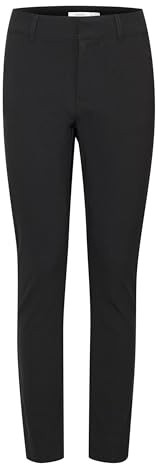 b.young BYDIXI Damen Hose Stoffhose Chinohose mit Eingrifftaschen Gürtelschlaufen elastisch Slim fit, Größe:34, Farbe:Black (200451)