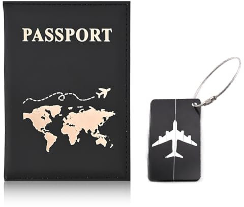 Porta Passaporto da Viaggio,Custodia per Passaporto con Etichetta per Bagaglio, Custodia per Passaporto con Blocco RFID, Custodia Protettiva per Carte di Credito, D'identità e Documenti di Viaggio