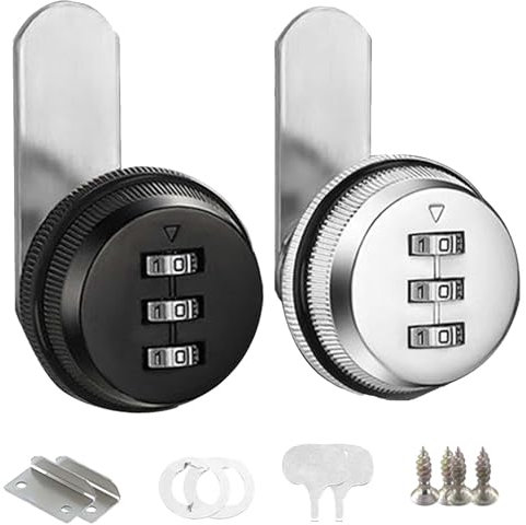 TREABEAR Lot de 2 serrures à combinaison, 30 mm, serrure de boîte aux lettres, serrure de meuble, serrure avec code numérique, serrure pour casier, serrure à combinaison à 3 chiffres, verrouillage par