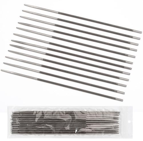 Confezione da 12 lime per motoseghe, lima tonda 4 mm, lime per motoseghe in lega di acciaio, lima per catene 1/4 e 3/8 P 1,3 mm, utensili per affilare catene per motoseghe