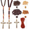 PLIGREAT 4 Sets DIY Rosenkranz Schmuck Herstellung Kit 356 Teile Halskette Armband Herstellung Set Holz Perle Metall Kreuz Kit Rosenkranz Gebet Herstellung Zubehör für Anfänger
