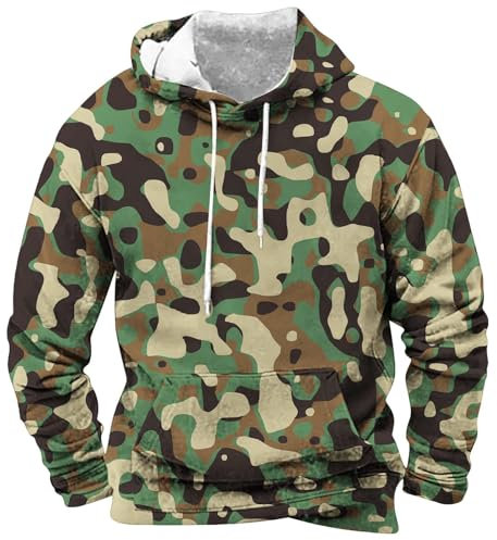Generisch Pullover Herren Winter Warm Kapuzenpullover Fleecepullover mit Camouflage Bedruckt Winterpullover Herrenpullover Sweatshirt Kordelzug Hoodies Sweater Damen Pullover Sale