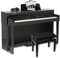 Fame DP 8600 BT PE V2 E-Piano Set, 88 Tasten Hammermechanik, USB MIDI, 256 Polyphonie, Hochglanz Schwarz, inkl. Klavierbank, Noten & HiFi Kopfhörer - Komplettset für Pianisten