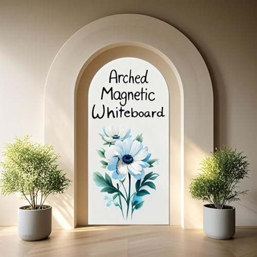 LACQWO Magnetic Whiteboard Wall Arch Decal 100 x 44.5CM Adhesive Magnetic Dry Erase White Board Sticker with 36 Magnet Letters for Kid Removable Peel and Stick Whiteboard Wallpaper Roll