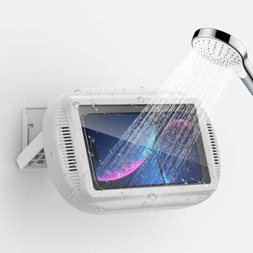 aceyoon Funda Móvil para Ducha Impermeable IPX6, Soporte Móvil de Pared para Ducha [360° Rotación & 120° Ajustable] Soporte Teléfono de Baño Alta Sensibilidad para 4 a 7 Smartphone