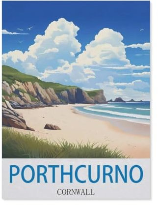 Porthcurno, Cornwall – Vintage Reiseplakate，Puzzles 1000 Teile für Erwachsene, Klassische Puzzle Jungen Mädchen Puzzle für Kinder Teenager Lernspiel Spielzeug（50x70cm）-DD6
