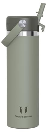 Sparrow Trinkflasche Edelstahl 750ml - Weiter Öffnung SwivelSip Thermosflasche mit Strohhalm - BPA-frei, Auslaufsicher Trinkflaschen - Ergonomisch Thermoskanne für Sport, Reisen, Outdoor