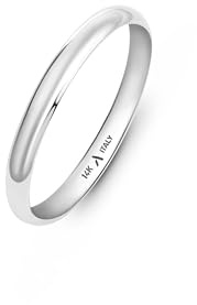 Amberta Alianza de Boda en Oro de 14 Quilates para Mujer y Hombre | Anillo Simple Auténtico Amarillo o Blanco | Anillo de Boda Pulido