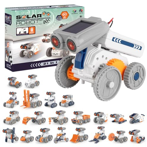 21-in-1 Solar Roboter Spielzeug ab 8 Jahre, Roboter Spielzeug Kit DIY Bauspielzeug Experimente Bausatz,Solar und Batteriebetriebener,Lernspielzeug Kinder Geschenk für Jungen Mädchen ab 8 9 10+