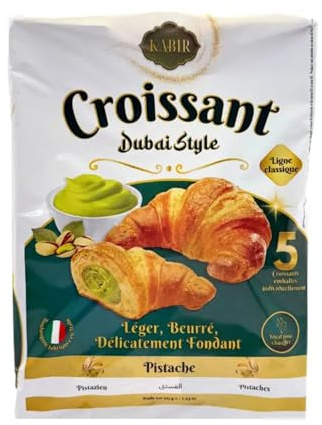 KABIR-BN - Pack de 5 Croissants Halal Chocolat - Dubaï Style - Emballés Individuellement - Idéal pour le Snacking - Viennoiserie Fondante - Goût raffiné - inspirée des saveurs orientales