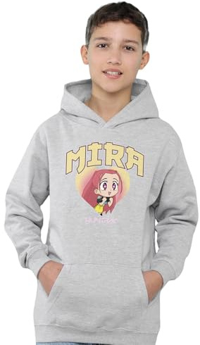 Kpop Demon Hunters Huntrix Mira Collegic Youth Kids Boy/Girls Pull-Over Hoodie T Shirt, Heather Grey, 7-8