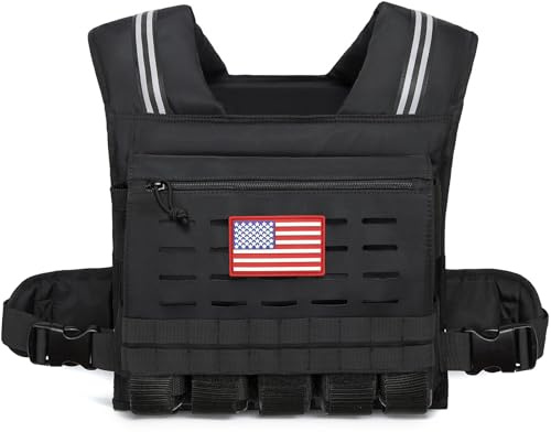 KRYLIX Adjustable Weighted Vest for Men and Women 20kg Heavy Duty Workout Vest with Removable Iron Weights & Reflective Stripe for Strength Training Running Rucking and Calisthenics (Black)