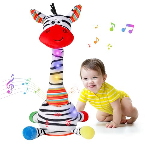 Sprechender Zebra Spielzeug Tanzender Singender mit Lautstärkeregler Kinder | Lautstärkeregler Funktion, Singender Zebra Kuscheltier, Nachahmung und Wiederholung, Geburtstagsgeschenke für Kinder