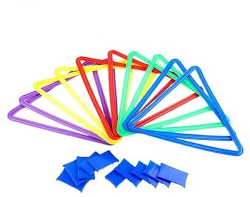 Pegciuho 10er Set Hüpfspiele, Geschicklichkeitsspiele, Bohnensackwurfspiel für Kinder, Mädchen Und Jungen, Fitness, Drinnen Und Draußen, Dreieck