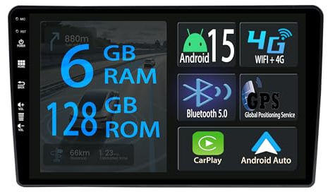 [6+128GB] Keconsing 9 Zoll Android 15 Autoradio for Renault Dacia Duster Logan Sandero Dokker Lodgy Radio Carplay Stereo Wireless Car Play GPS Auto Navi Bildschirm Bluetooth Navigation Player
