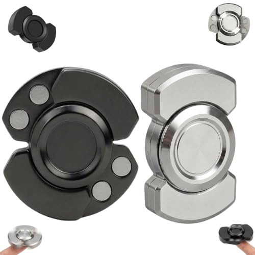 3 in 1 fidget Spinner, Fidget Slider, 2 stück Konzentration und Stressabbau, 2 Stück Fidget Spinner in Schwarz und Silberfarben, Tragbare Fidget Toys für Erwachsene