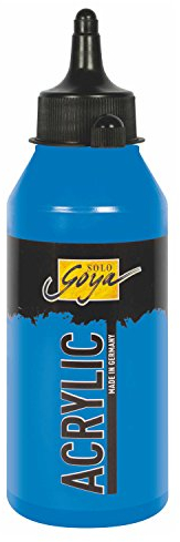 KREUL 84212 - Solo Goya Acrylic primärblau, 250 ml Flasche, cremige vielseitig einsetzbare Acrylfarbe in Studienqualität, auf Wasserbasis, schnell und matt trocknend, gut deckend, wasserfest