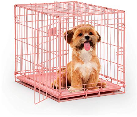 MidWest Homes for Pets Modèle 1524PK Cage pour Chiens iCrate 60,96 cm, modèle amélioré, Une Porte, Comprenant Un Plateau étanche, des Pieds protégeant Le Sol, Rose