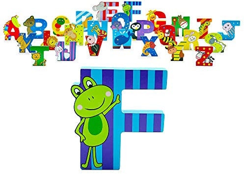 Wooden Letters by Orange Tree Toys, Letter F for Frog - Alphabet Animal Letters for Personalised Baby Name, Toy Box, Door, Wall Decorations - Animals Nursery Decor, Boys Girls Bedroom Accessories