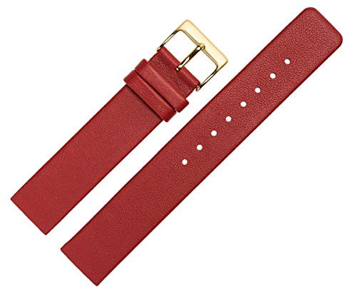 MARBURGER Uhrenarmband 22mm Leder Rot Gold Glatt - Montage Set 7622240000220