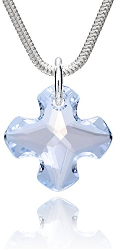 LILLY MARIE Collier Pour Femmes En Argent Sterling Avec Pendentif Croix Gris-Bleu