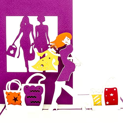Pop-Up Karte Shopping - 3D Grußkarte & Geburtstagskarte – als Einkaufsgutschein & Geschenkgutschein, 3D Shopping Gutschein zum Geburtstag